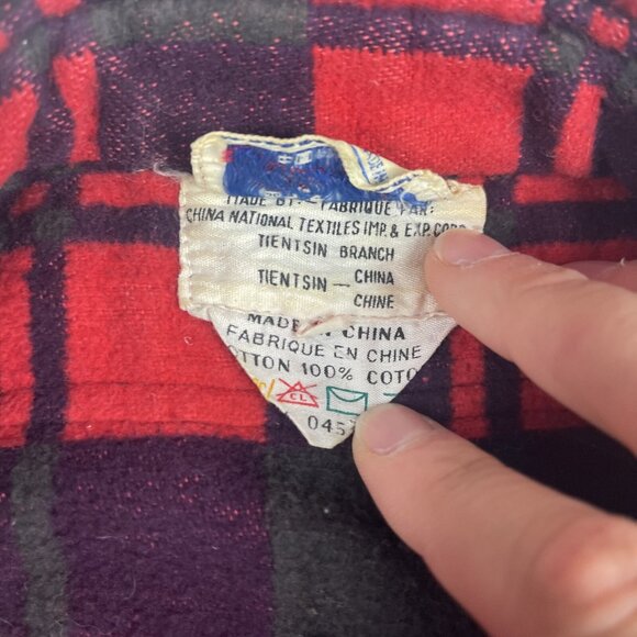 Vintage Champion Flannel Shirt Mens Size 15 1/2 Red 1970 Distressed Plaid (Read - Picture 12 of 16